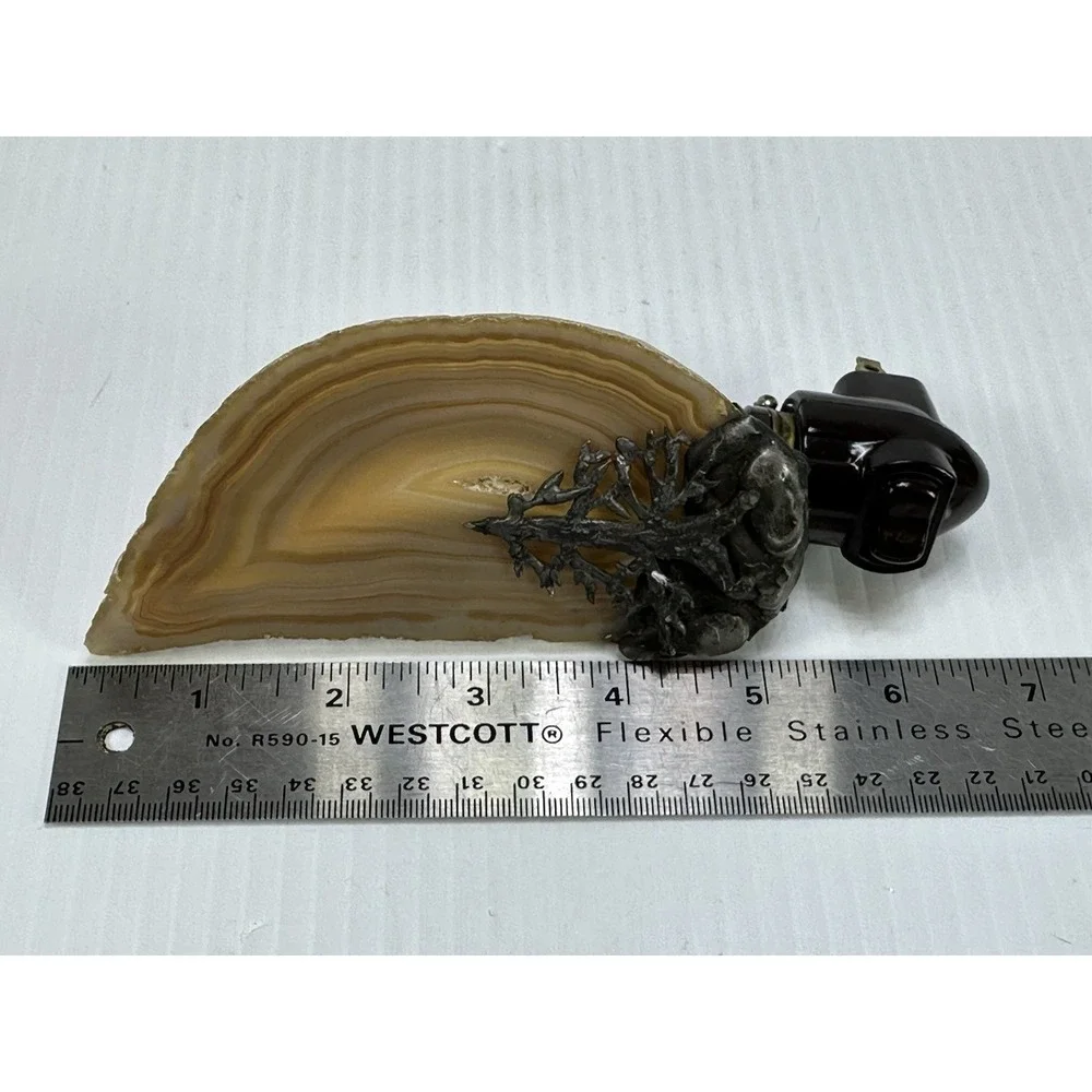 Vintage Agate Slice Nightlight Wall Plug‎ In Pine Tree Forest Mountain Decor